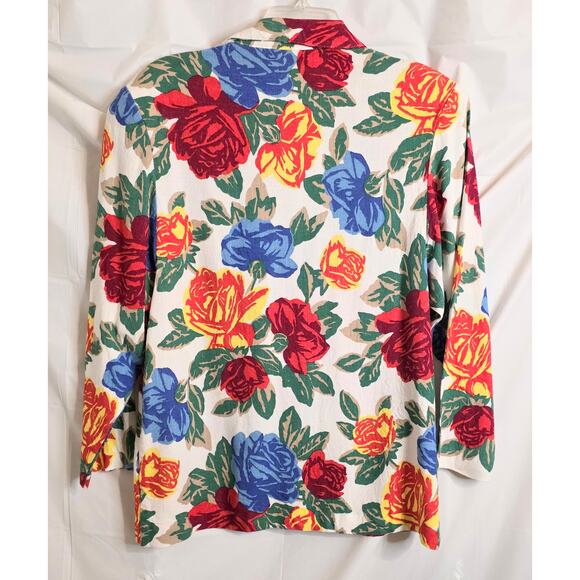 Vtg Parsons Place Floral Blazer Jacket Padded Shoulders Women's 17/18 USA Made - Picture 3 of 7